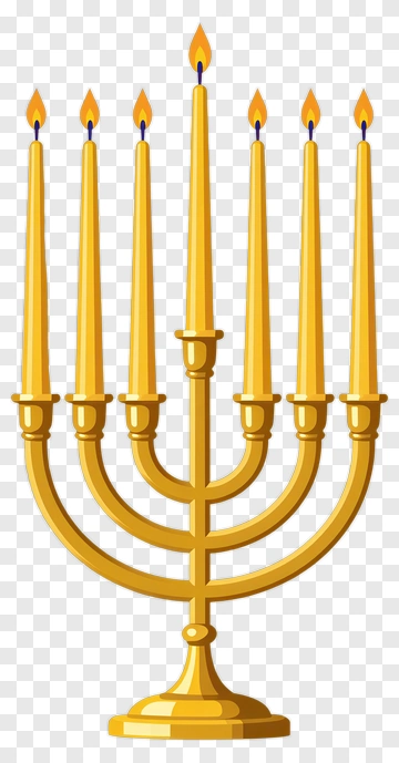 Golden Menorah With Lit Candles PNG