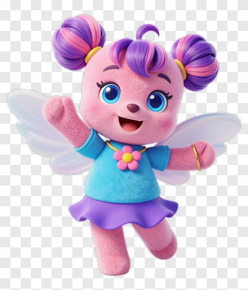Cartoon Fairy Character With Colorful Hair PNG