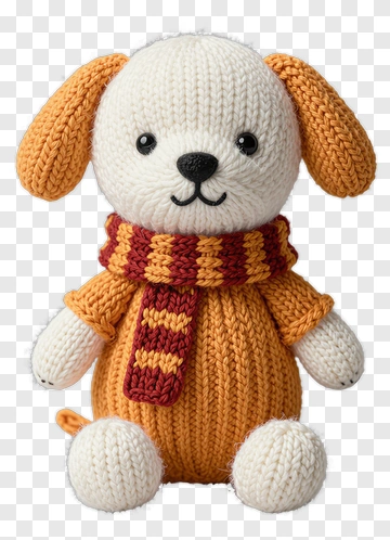 Knitted Dog Toy With Scarf PNG