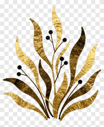Gold Decorative Plant Design PNG