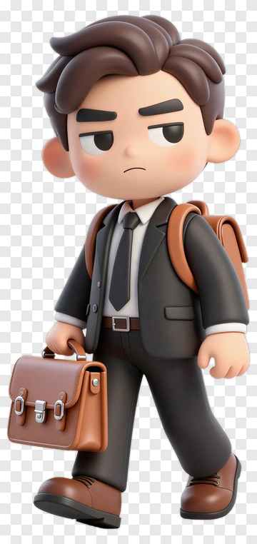 3D Businessman Carrying A Briefcase PNG