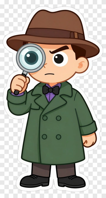 Cartoon Detective Holding A Magnifying Glass PNG