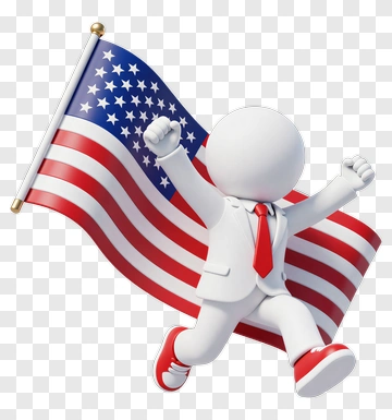 3D Character Celebrating With American Flag PNG
