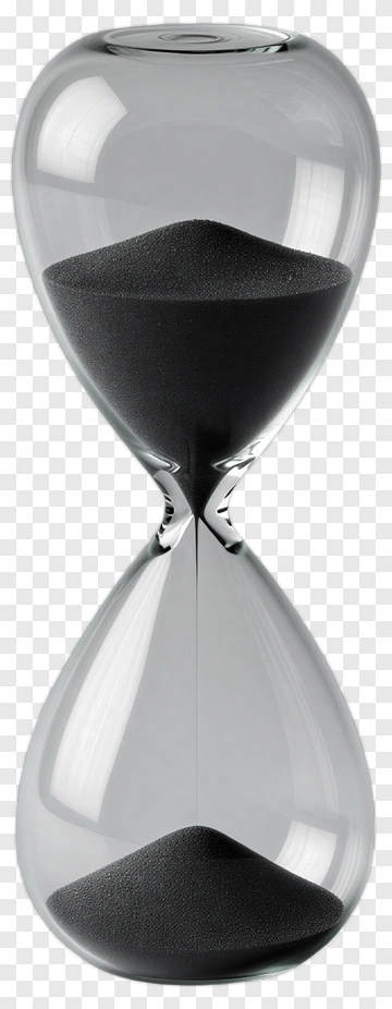 Glass Hourglass With Black Sand PNG