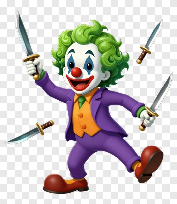 Cartoon Clown Juggling Knives PNG