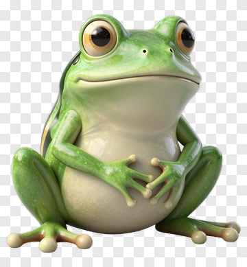 3D Cartoon Frog Sitting PNG