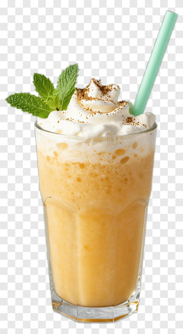 Frosted Orange Beverage With Whipped Cream And Mint PNG
