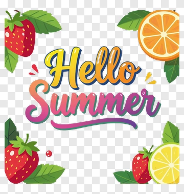 Hello Summer With Fruits PNG