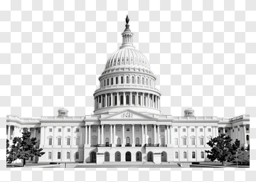 United States Capitol Building In Black And White PNG