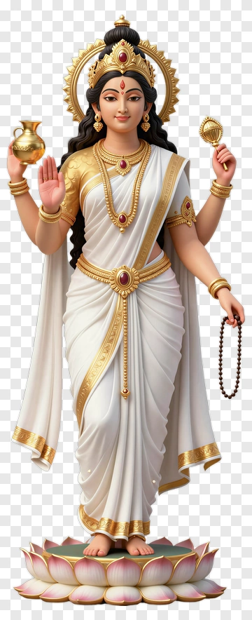Goddess Holding A Pot And Beads On A Lotus PNG