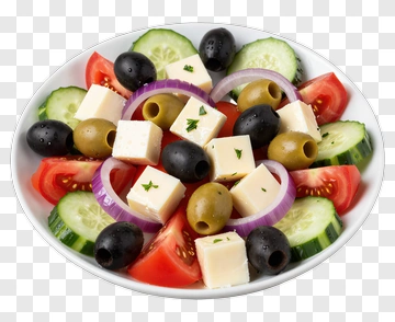 Greek Salad With Tomatoes, Cucumbers, And Feta Cheese PNG