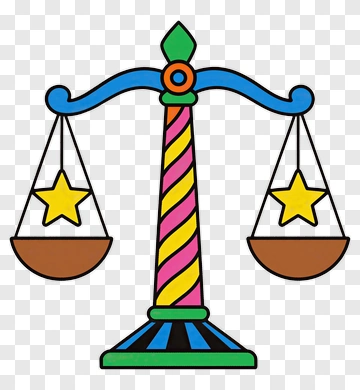 Colorful Cartoon Balance Scale With Stars PNG