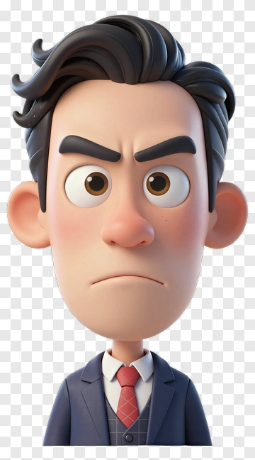 Cartoon Businessman With A Serious Expression PNG