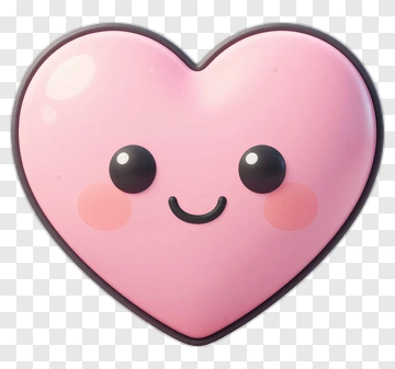 Cartoon Pink Heart With Smile PNG