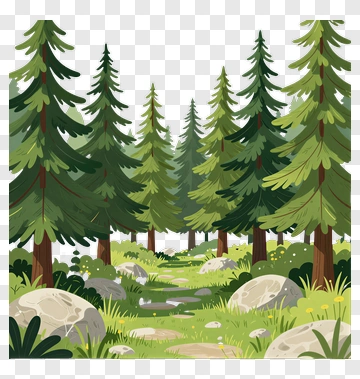 Forest Pathway Surrounded By Pine Trees PNG