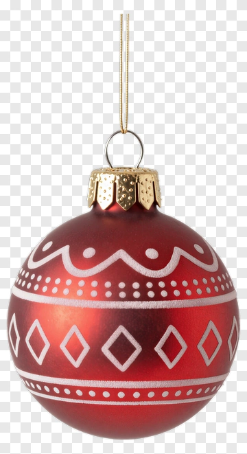 Red Christmas Ornament With Decorative Patterns PNG