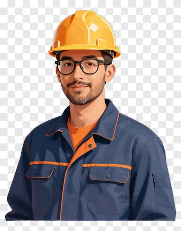 Construction Worker Wearing Safety Helmet PNG