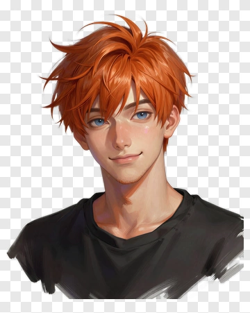 Anime Boy With Orange Hair PNG