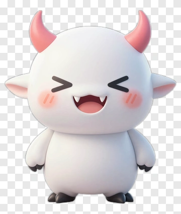 Cartoon Demon Character With Pink Horns PNG