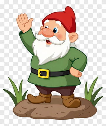 Cartoon Gnome Waving Hello PNG