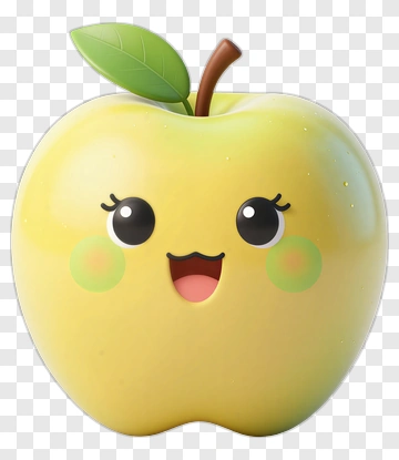 Cartoon Smiling Apple With Leaf PNG