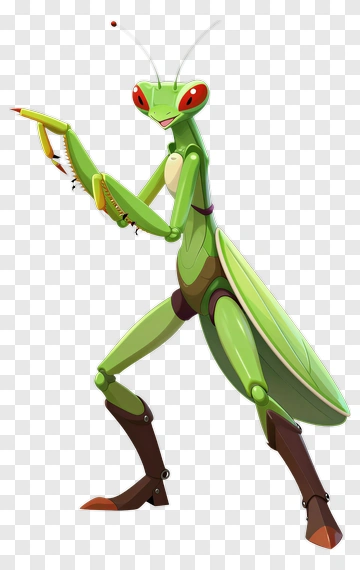 Cartoon Mantis Character Posing PNG