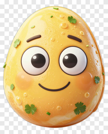 Cartoon Egg Character With A Happy Face PNG