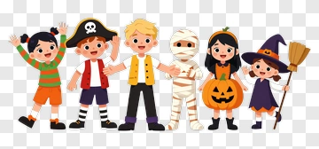 Halloween Kids Costumes Group PNG