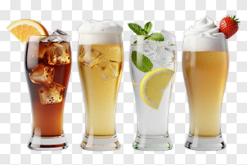 Assorted Drinks In Glasses PNG