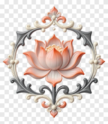 Decorative Floral Lotus Design PNG