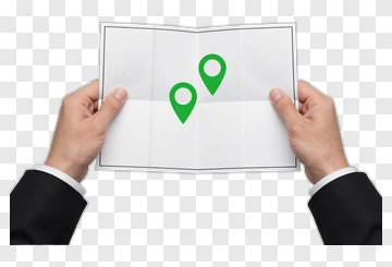 Hands Holding A Map With Location Markers PNG