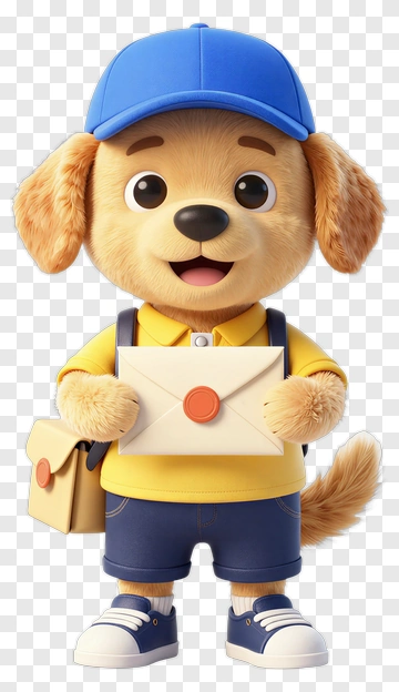 Cartoon Dog Holding An Envelope PNG