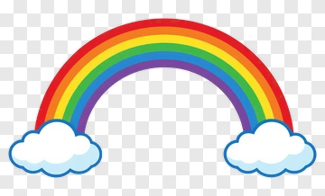 Colorful Rainbow With Clouds PNG