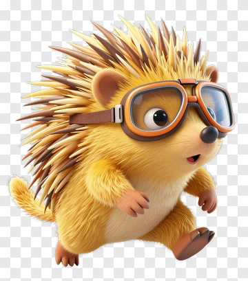 Cartoon Hedgehog Wearing Glasses PNG
