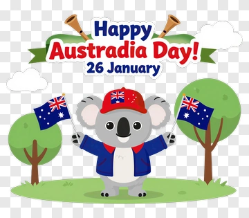Cartoon Koala Celebrating Australia Day PNG