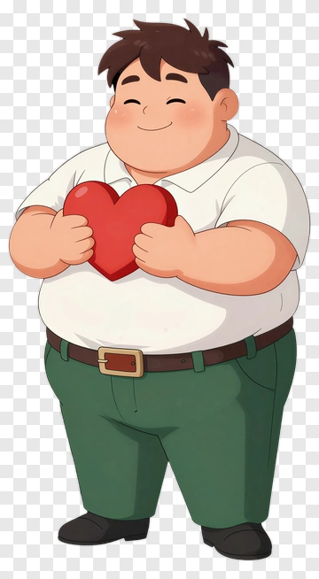 Cartoon Character Holding A Red Heart PNG