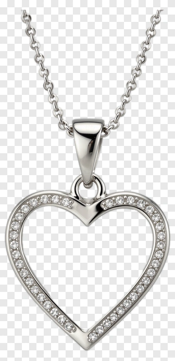 Silver Heart Pendant Necklace PNG