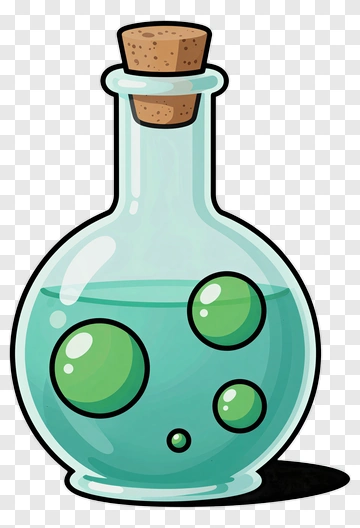 Cartoon Potion Bottle With Green Liquid PNG