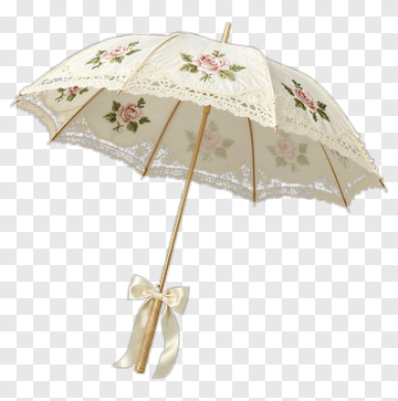 Vintage Lace Umbrella With Floral Design PNG