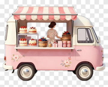 Dessert Food Truck With Cakes And Pastries PNG