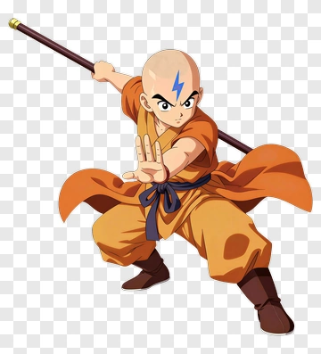 Aang Performing Martial Arts With Staff PNG