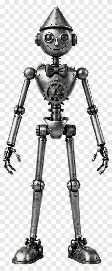 3D Robot Character With A Bow Tie PNG
