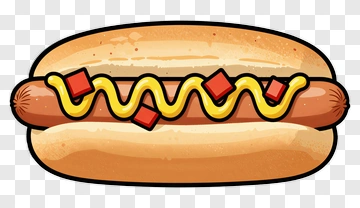 Cartoon Hot Dog With Mustard And Ketchup PNG