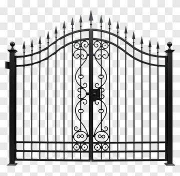 Decorative Black Iron Gate PNG