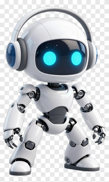 3D Robot With Headphones PNG