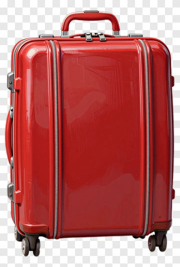 Red Suitcase With Wheels PNG
