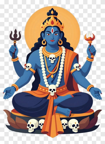 Colorful Goddess Holding A Trident And Flame PNG