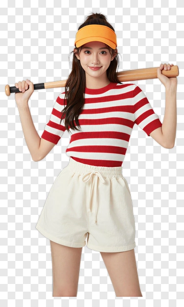 Young Woman Holding A Baseball Bat PNG