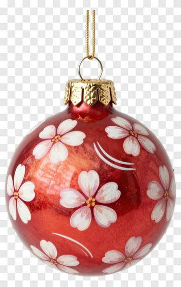 Red Ornament With White Floral Design PNG