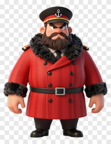 Cartoon Captain In A Red Coat PNG